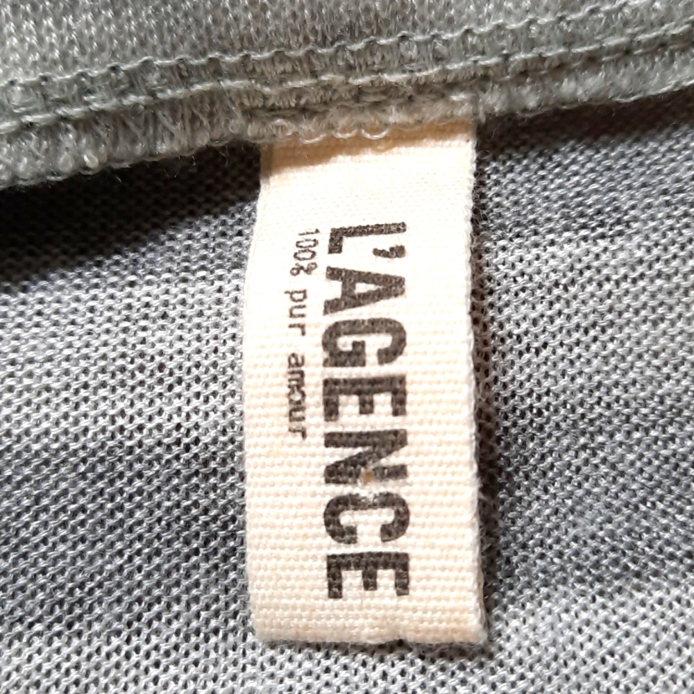 L’AGENCE Lace-Up Henley Striped Top Tencel Grey Soft Luxury Knit Sz S - Picture 3 of 8